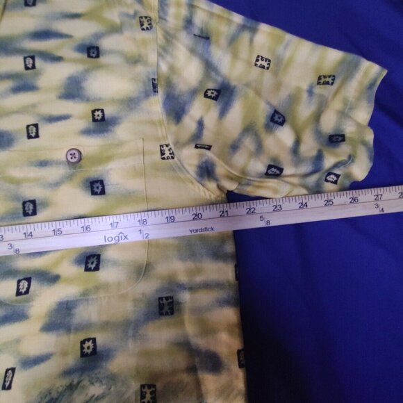 M. E.‎ Sport Hawaiian Style Shirt Small Yellow Woody's Auto & Palm Trees - Picture 6 of 6